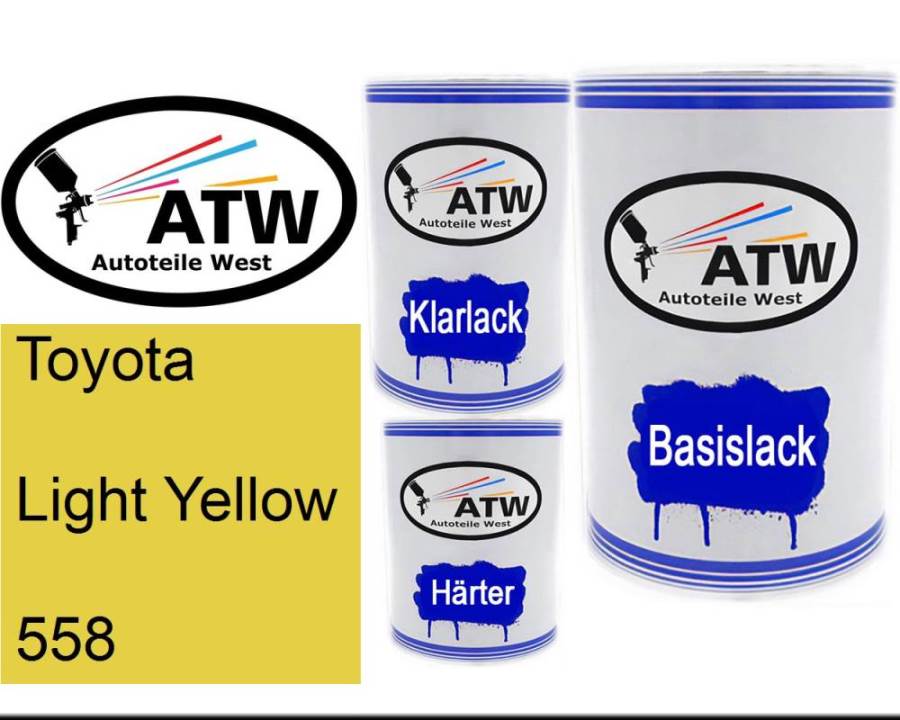 Toyota, Light Yellow, 558: 500ml Lackdose + 500ml Klarlack + 250ml Härter - Set, von ATW Autoteile West.